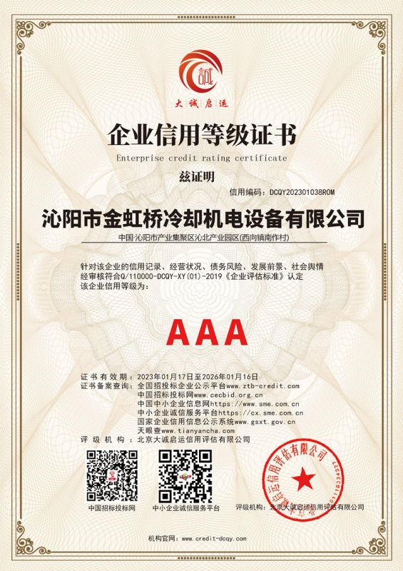 AAA 级企业信用等级证书